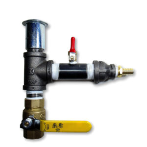 Side view of Easy Drain Metering valve with large drain valve