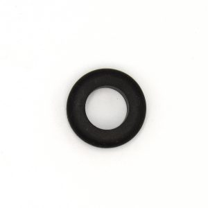 Overhead view of black rubber blast cabinet hose grommet